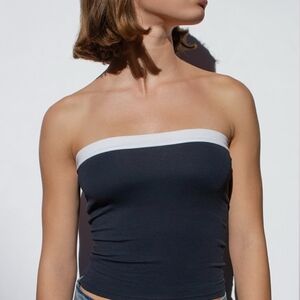 French Twist Black White Tube Top  Size:XL- New